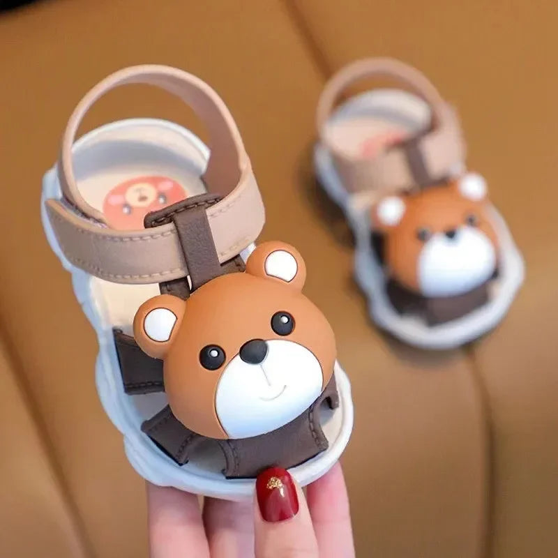 Kid's PVC Round Toe Hook & Loop Closure Cartoon Pattern Shoes