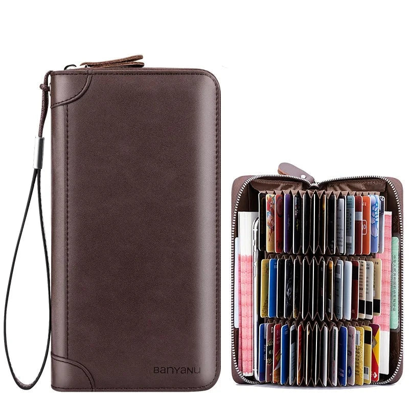 Men's Genuine Leather Letter Pattern Card Holder Trendy Wallets