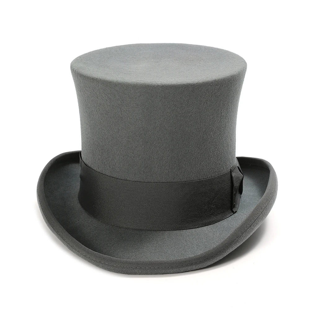 Men's Wool Solid Pattern Formal Wear Winter Warm High Top Hat