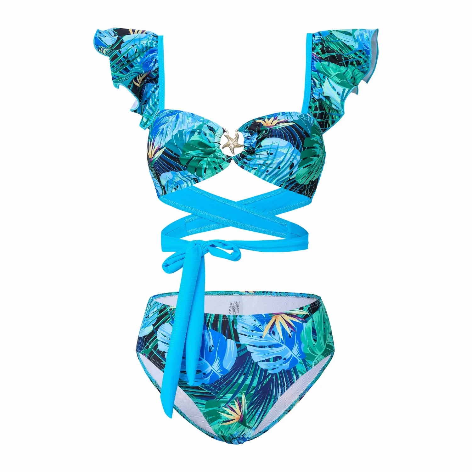 Women's Polyester High Waist Swimwear Printed Pattern Bikini Set