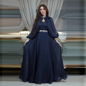 Women's Arabian Polyester Full Sleeve Sequined Pattern Casual Dress