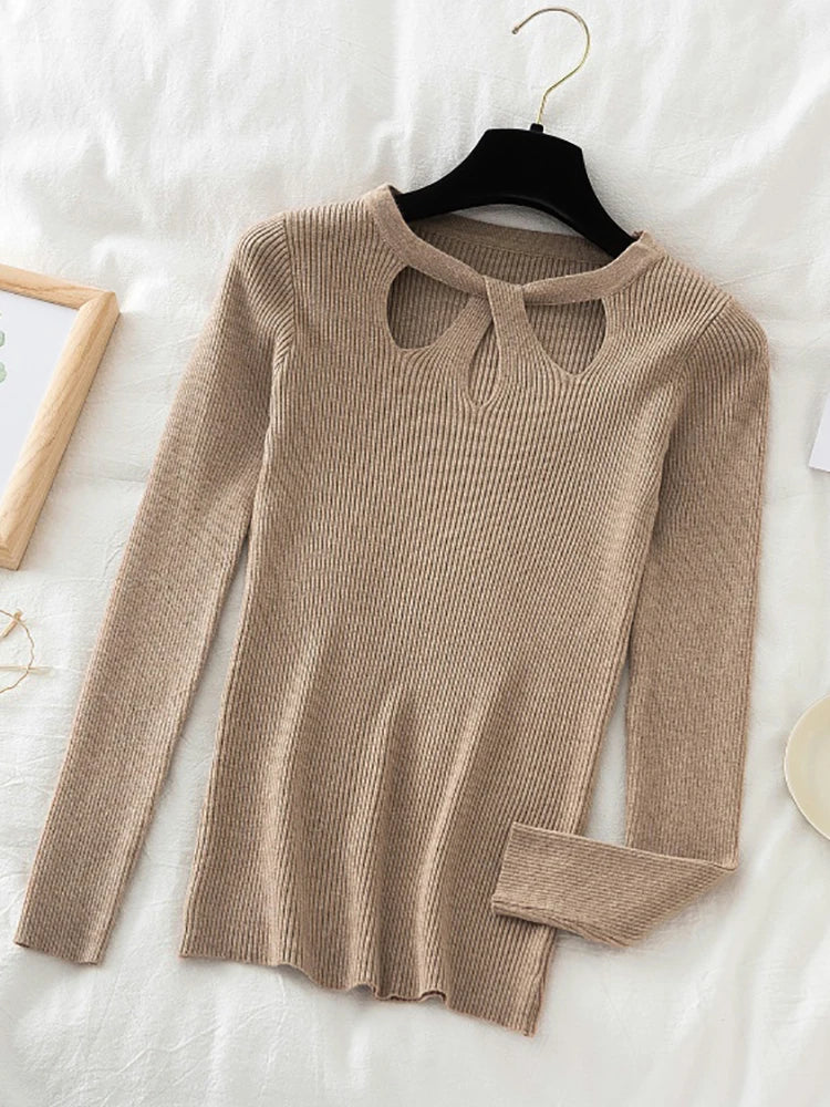 Women's Acrylic O-Neck Long Sleeves Casual Pullover Sweaters