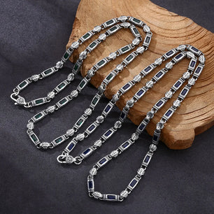 Men's 100% 925 Sterling Silver Link Chain Geometric Necklace