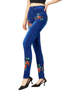 Women's Polyester High Waist Floral Pattern Casual Wear Leggings