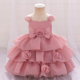 Kid's Girl Polyester Sleeveless Floral Pattern Wedding Dress