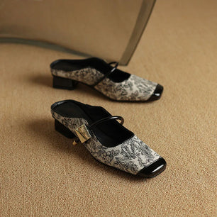 Women's Cotton Fabric Square Toe Slip-On Closure Casual Shoes