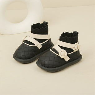 Baby's Microfiber Round Toe Hook Loop Closure Casual Wear Shoes