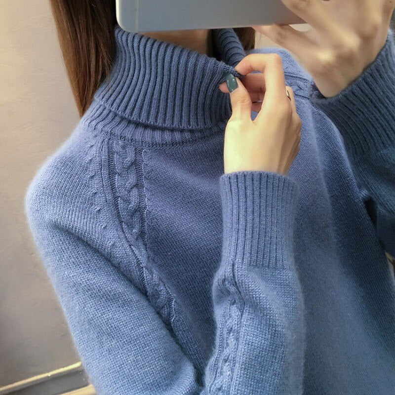 Women's Acrylic Turtleneck Full Sleeves Casual Pullover Sweater