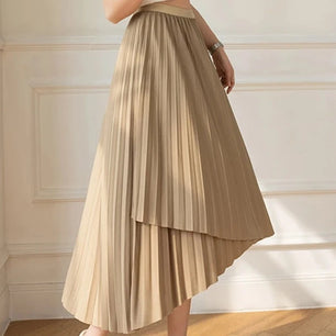 Women's Polyester High Waist Pleated Pattern Casual Wear Skirts