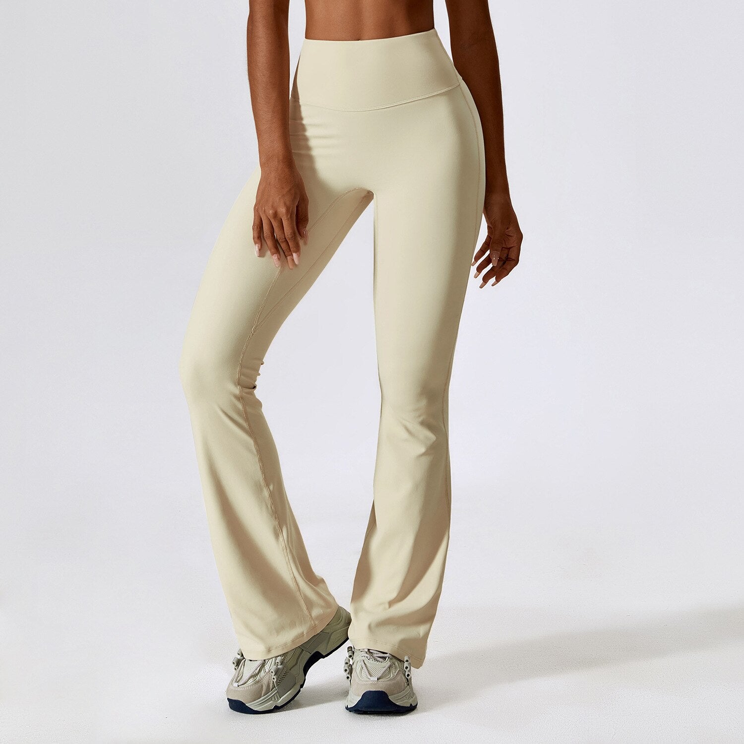 Women's Spandex High Waist Solid Pattern Fitness Workout Trousers