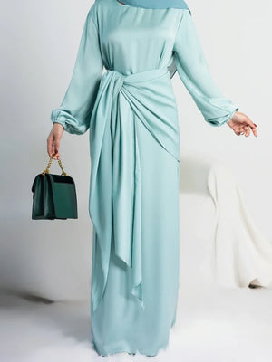 Women's Arabian Polyester Full Sleeve Solid Pattern Party Dress