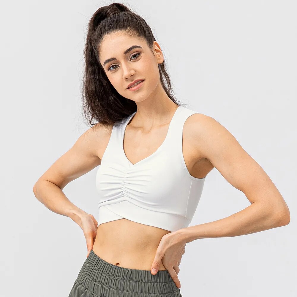 Women's V-Neck Spandex Shockproof Quick-Dry Yoga Crop Top