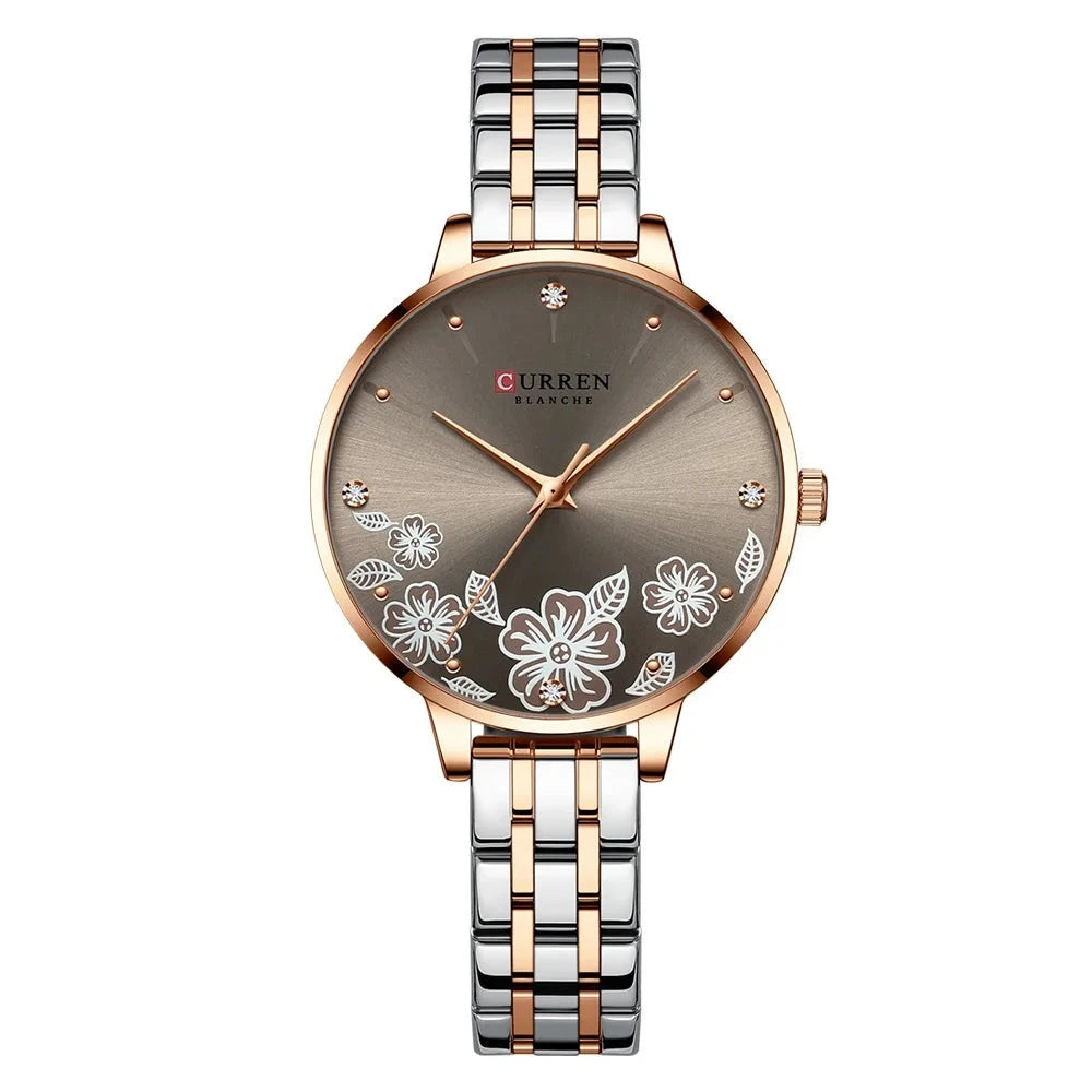 Women's Stainless Steel Round Shaped Waterproof Luxury Watch