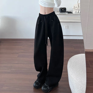 Women's Polyester Elastic Closure High Waist Solid Trousers