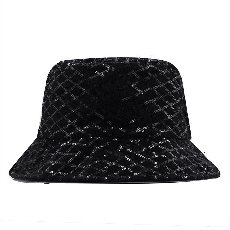 Women's Cotton Sequined Pattern Casual Hip Hop Bucket Hats