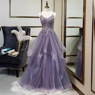 Women's Polyester V-Neck Sleeveless Luxury Evening Maxi Dress