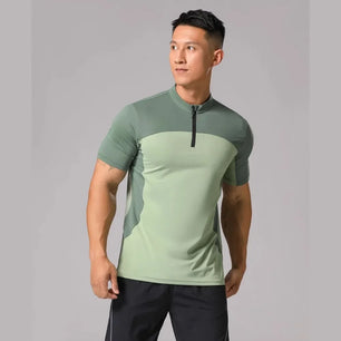 Men's Polyester Short Sleeve Stand Collar Sportswear T-Shirt