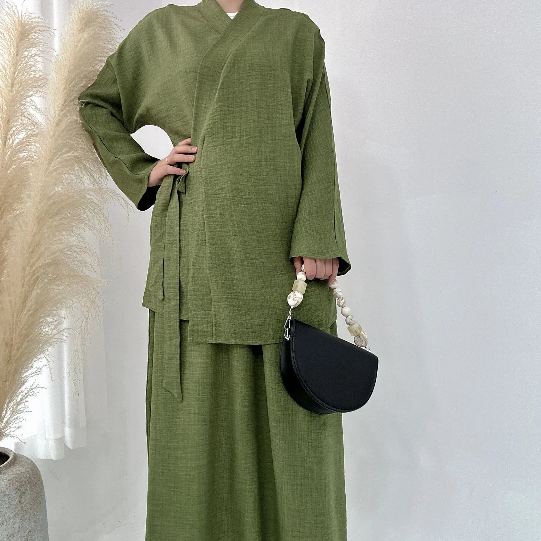 Women's Arabian Polyester Full Sleeve Solid Pattern Casual Dresses