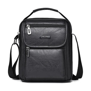 Men's PU Leather Zipper Closure Solid Pattern Elegant Shoulder Bag