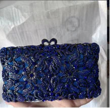 Women's Metallic Hasp Closure Rhinestone Evening Wedding Clutch