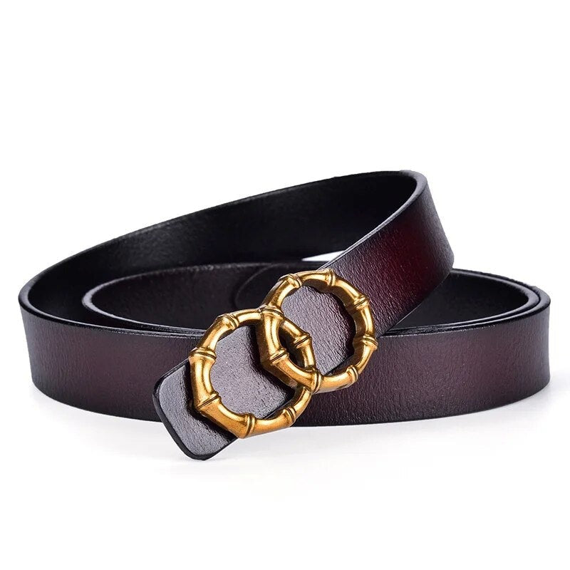 Women's Split Leather Buckle Closure Solid Pattern Casual Belts