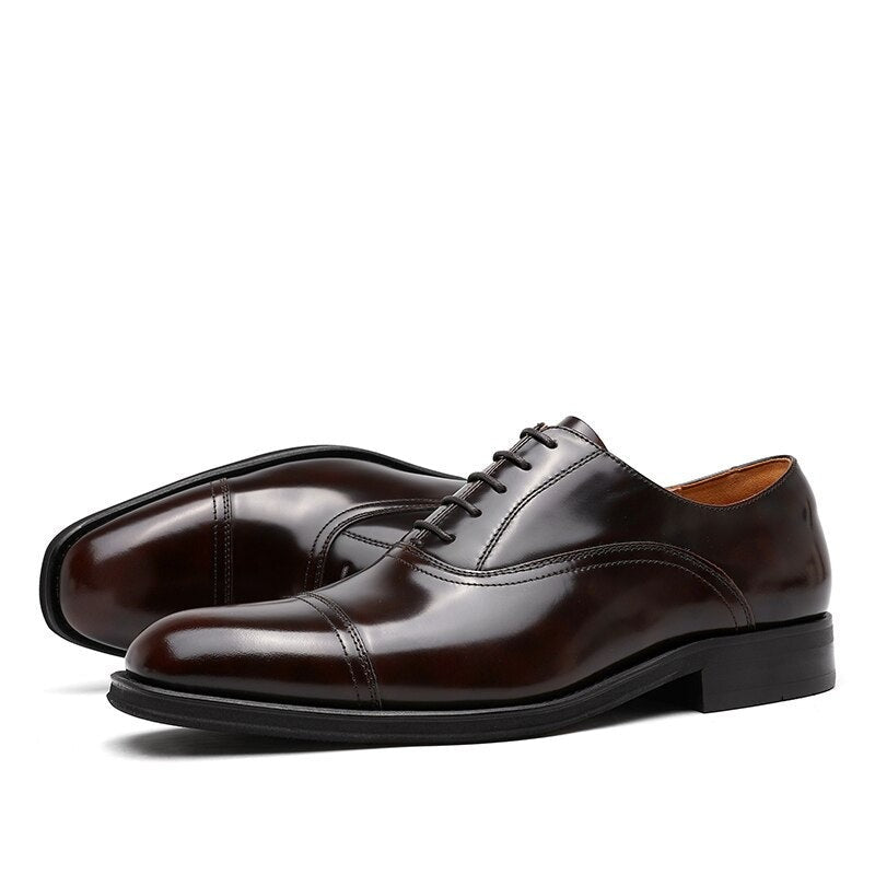 Men's Genuine Leather Pointed Toe Lace-Up Closure Formal Shoes