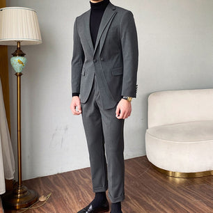 Men's Polyester Long Sleeve Single Button Slim Fit Wedding Suit