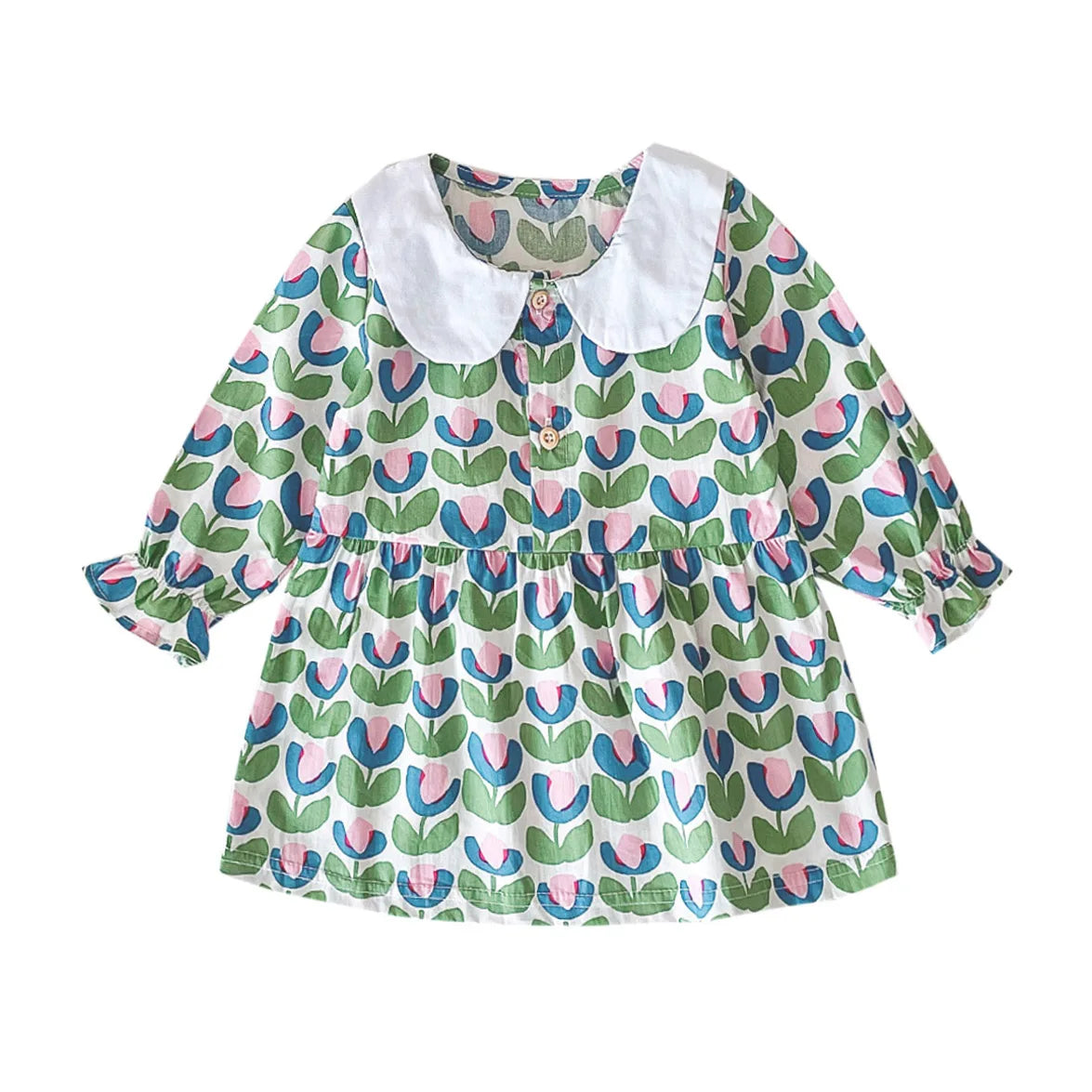 Kid's Girl Polyester Long Sleeves Printed Pattern Princess Dress