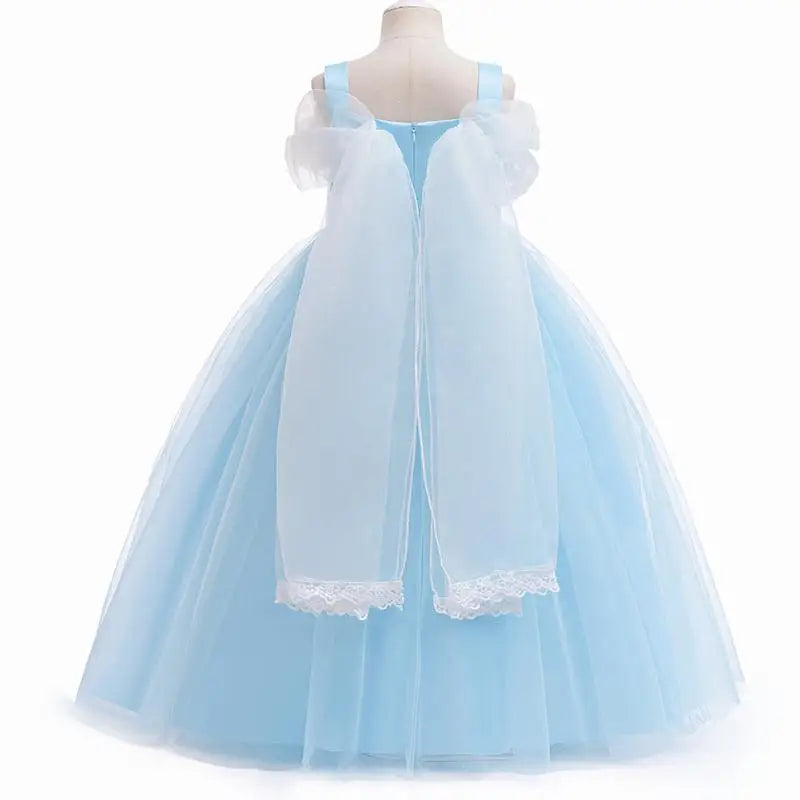 Kid's Girl Polyester Square-Neck Sleeveless Pleated Party Dress