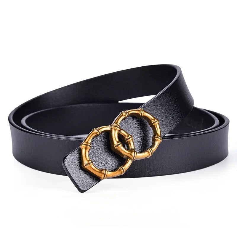 Women's Split Leather Buckle Closure Solid Pattern Casual Belts