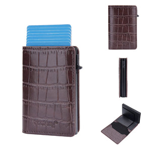 Men's PU Leather Crocodile Pattern Mini Slim Trendy Wallet