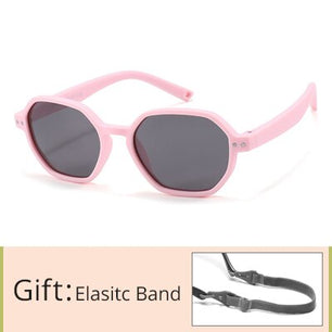 Kid's Acetate Frame Hexagonal Shape Polarized Flexible Sunglasses