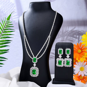 Women's Copper Cubic Zirconia Wedding Geometric Jewelry Set