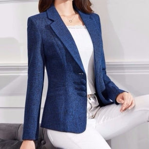 Women's Cotton Lapel Collar Single Breasted Solid Elegant Blazers