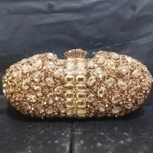 Women's Metallic Hasp Closure Rhinestone Luxury Wedding Clutch