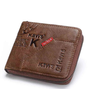 Men's Genuine Leather Card Holder Letter Pattern Trendy Wallets