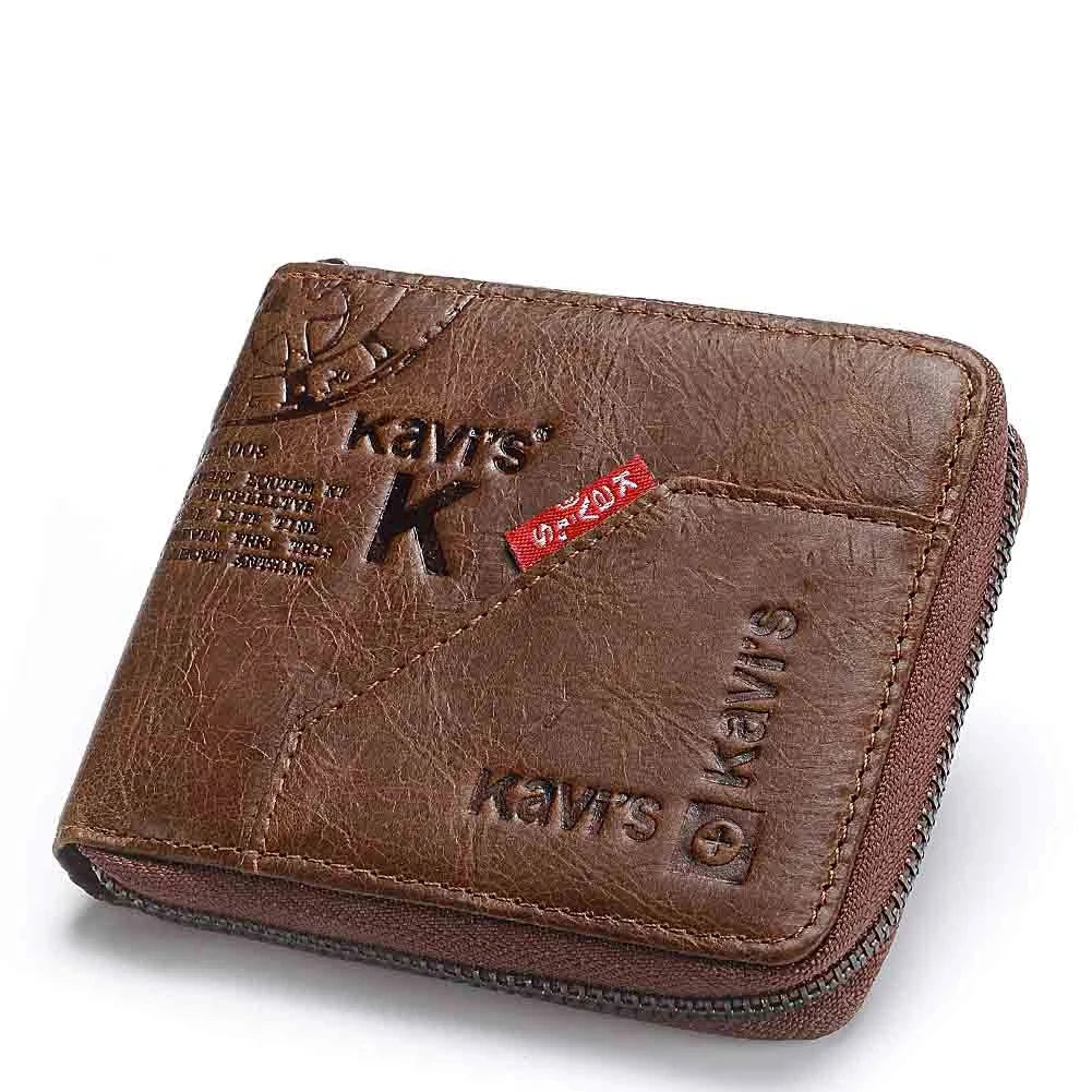 Men's Genuine Leather Hasp Closure Letter Pattern Trendy Wallets