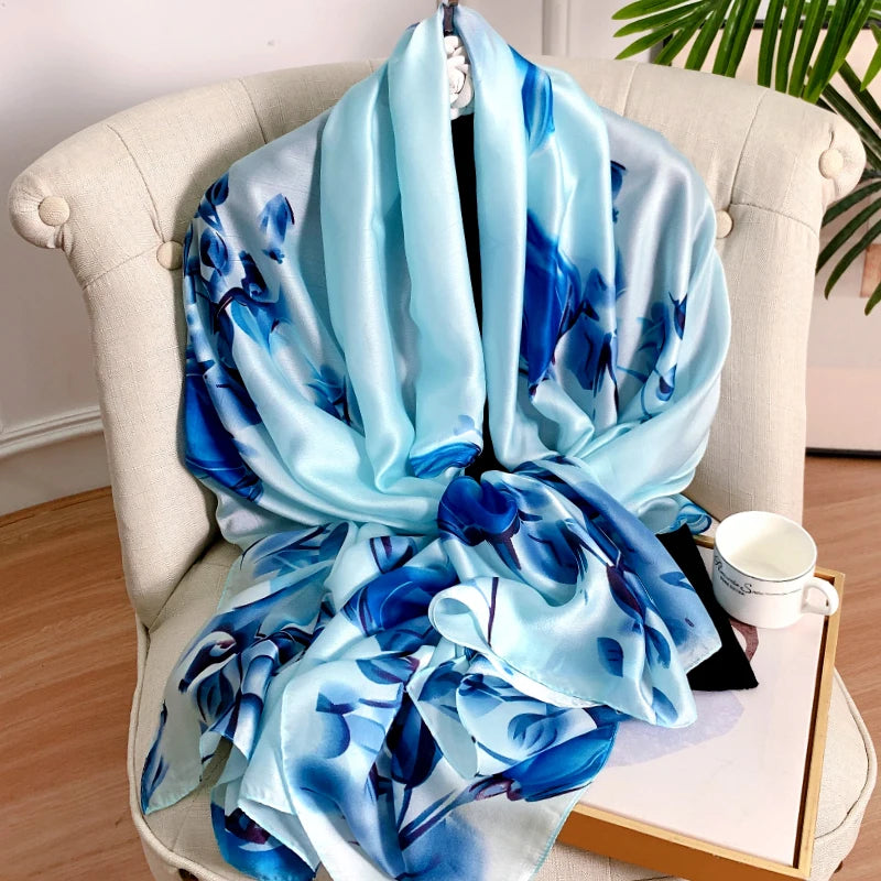 Women's Silk Neck Wrap Printed Pattern Trendy Beach Scarves