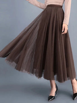 Women's Polyester Solid Pattern Quick-Dry Casual Wear Maxi Skirts