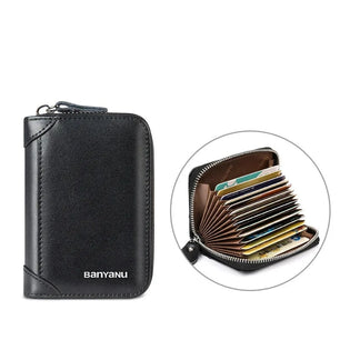 Men's Genuine Leather Letter Pattern Card Holder Trendy Wallets