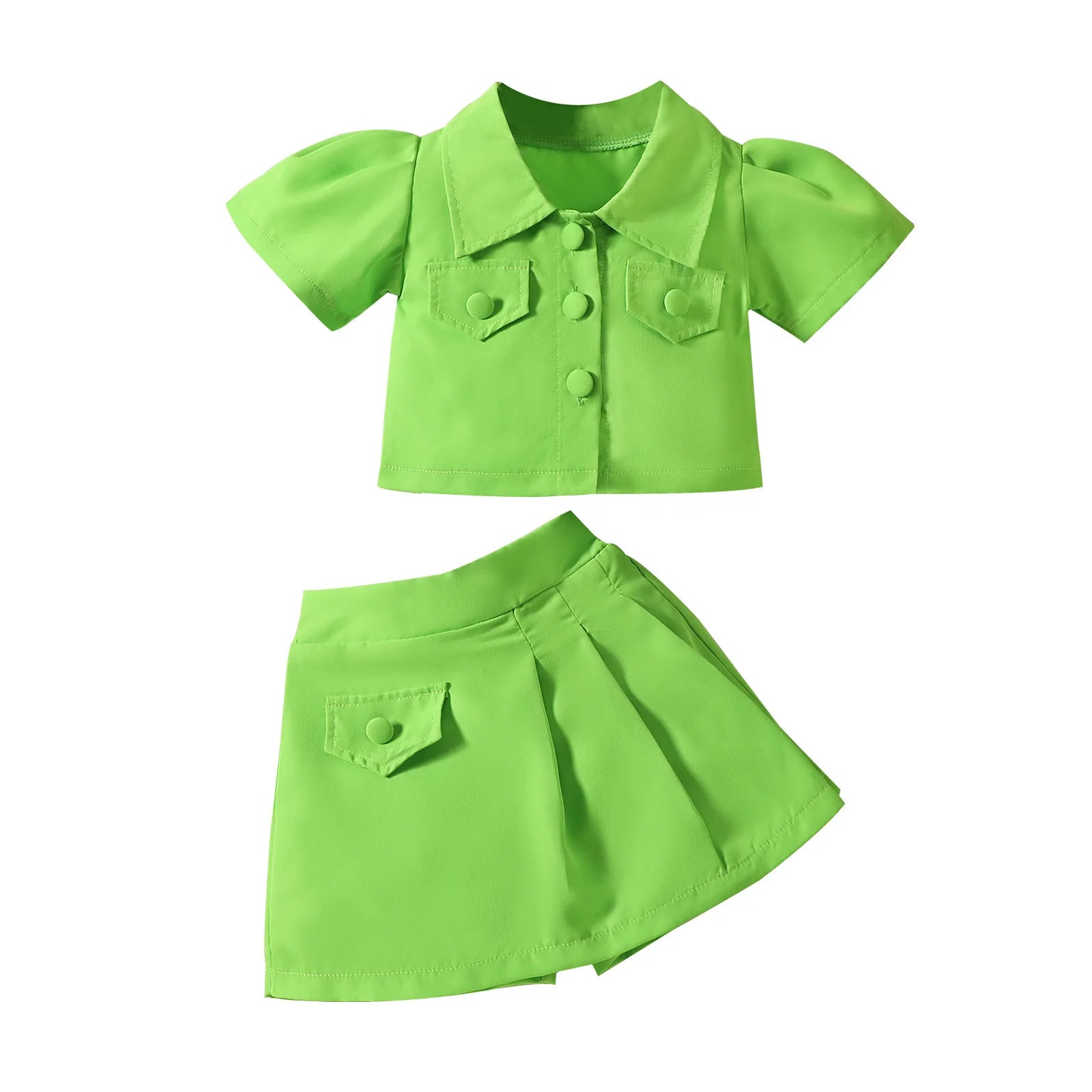 Kid's Polyester Turn-Down Collar Short Sleeve Casual Wear Clothes