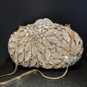 Women's Metallic Hasp Closure Rhinestone Pattern Wedding Clutch