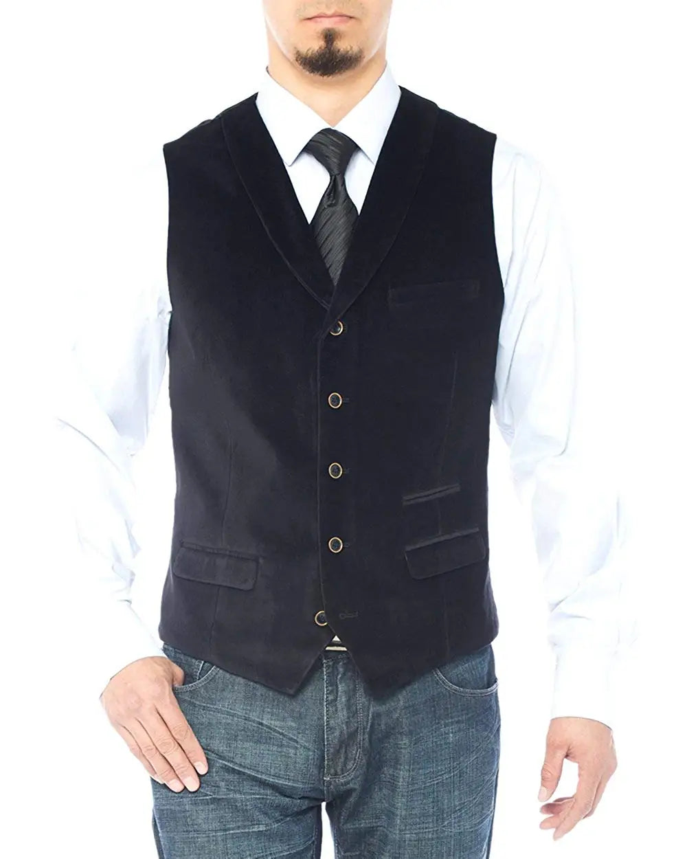 Men's Polyester V-Neck Sleeveless Single Breasted Formal Vests