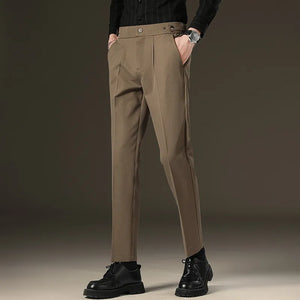 Men's Polyester Zipper Fly Closure Solid Pattern Casual Pants