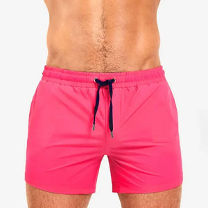 Men's Polyester Drawstring Closure Solid Pattern Boxer Shorts