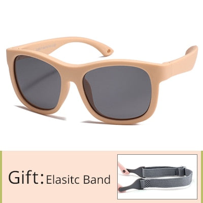 Kid's Acetate Frame Square Shape Polarized Flexible Sunglasses