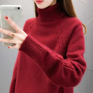 Women's Acrylic Turtleneck Full Sleeves Casual Pullover Sweater