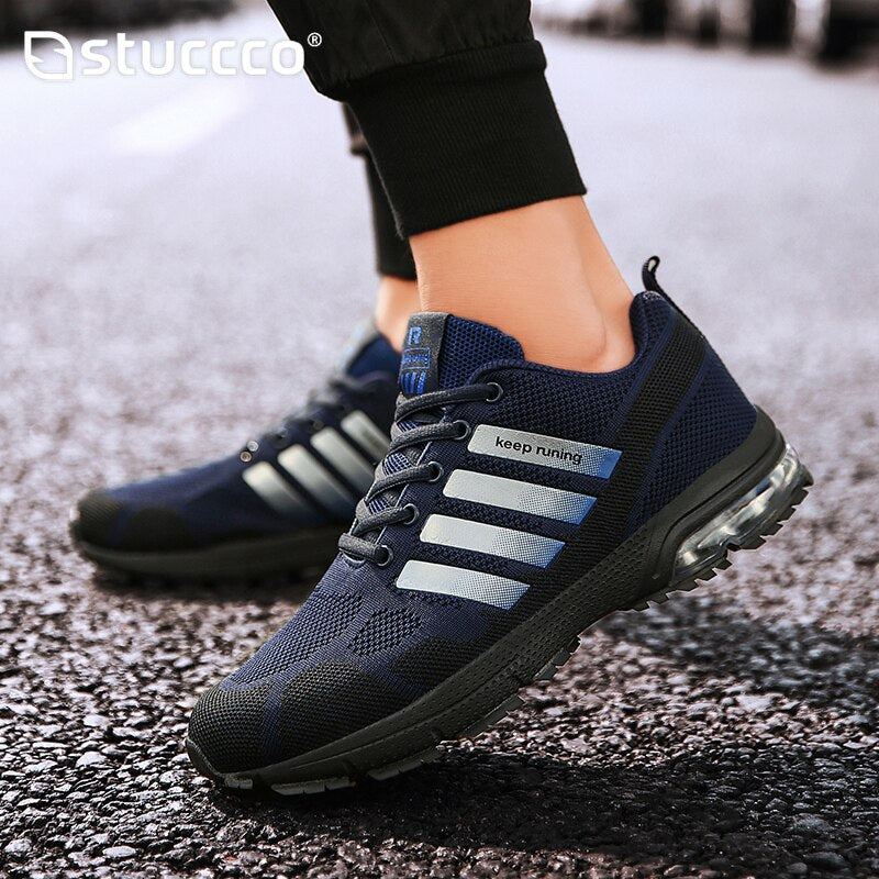 Men's Round Toe Mesh Breathable Lace Up Casual Running Sneakers