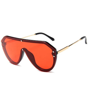 Women's Alloy Frame Acrylic Lens Oval Shaped Vintage Sunglasses