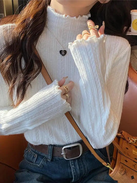 Women's Polyester Turtleneck Full Sleeves Solid Pattern Sweater